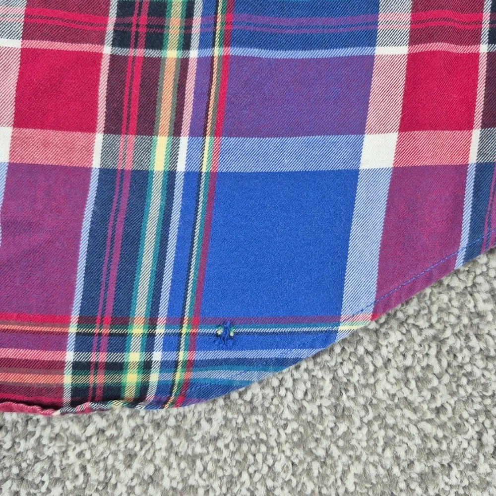 Ralph Lauren Shirt Boys L (14-16) Blue Red Plaid Long Sleeve Button Down Cotton